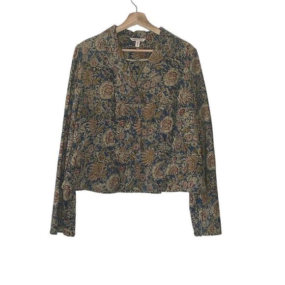 Polo Jeans Company Blue Floral Print 100% Cotton Unlined Jacket Size XL - Picture 1 of 7